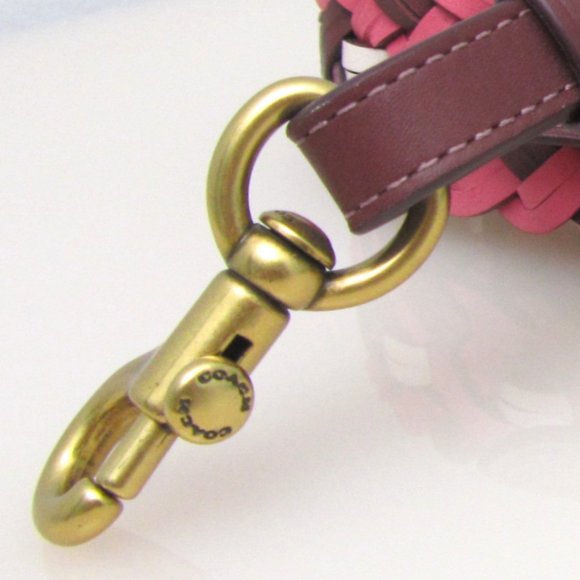 Coach NWT $150 Interchangeable Strap Weaving 624 Pink Burgundy Brass RETAIL - Picture 12 of 12